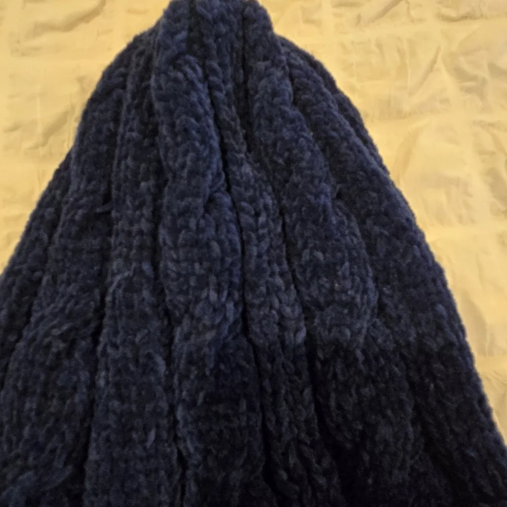 Blue Knit Hat and Gloves Set